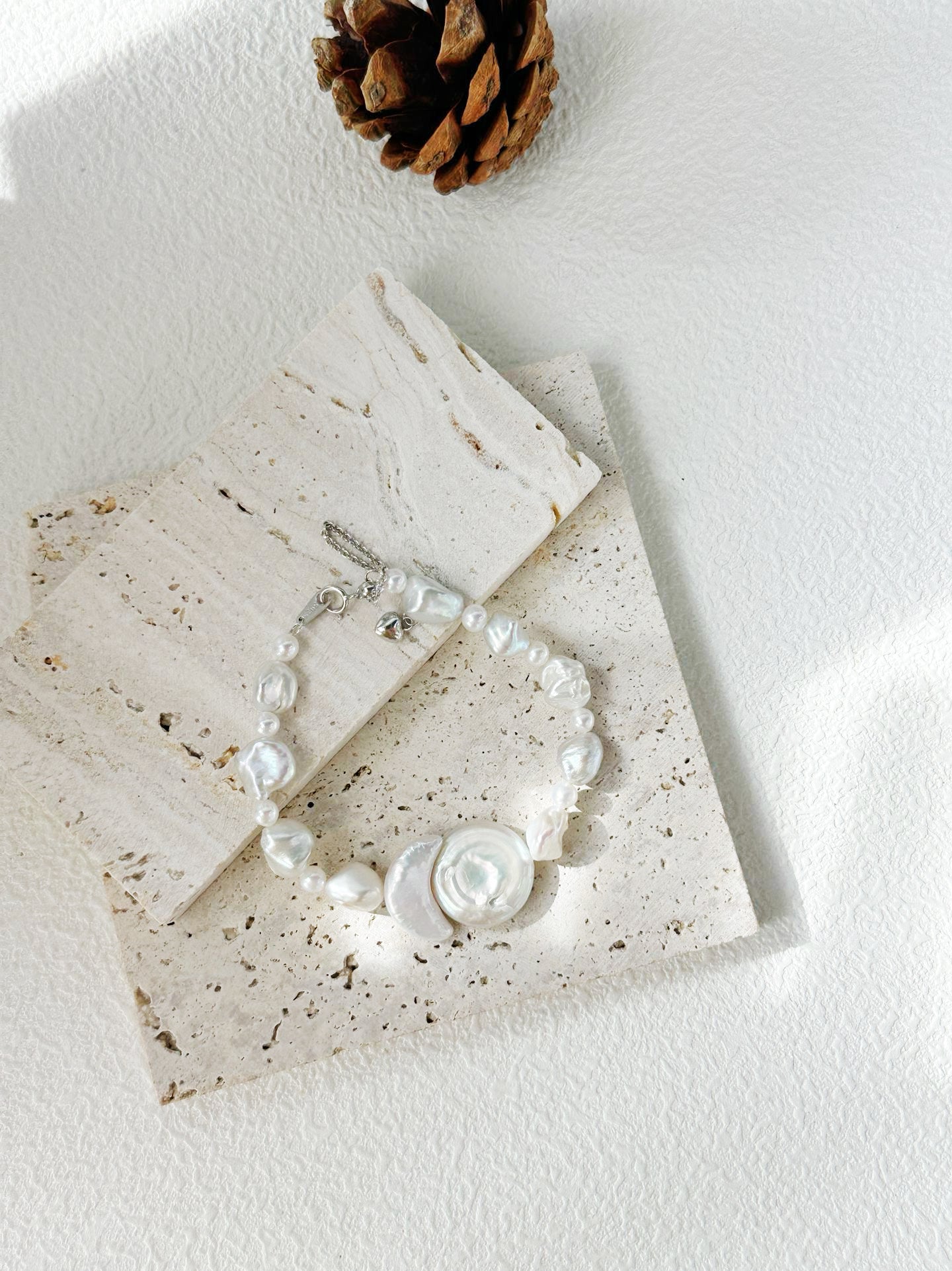 Handmade Moon & Sun Baroque Pearl Bracelet