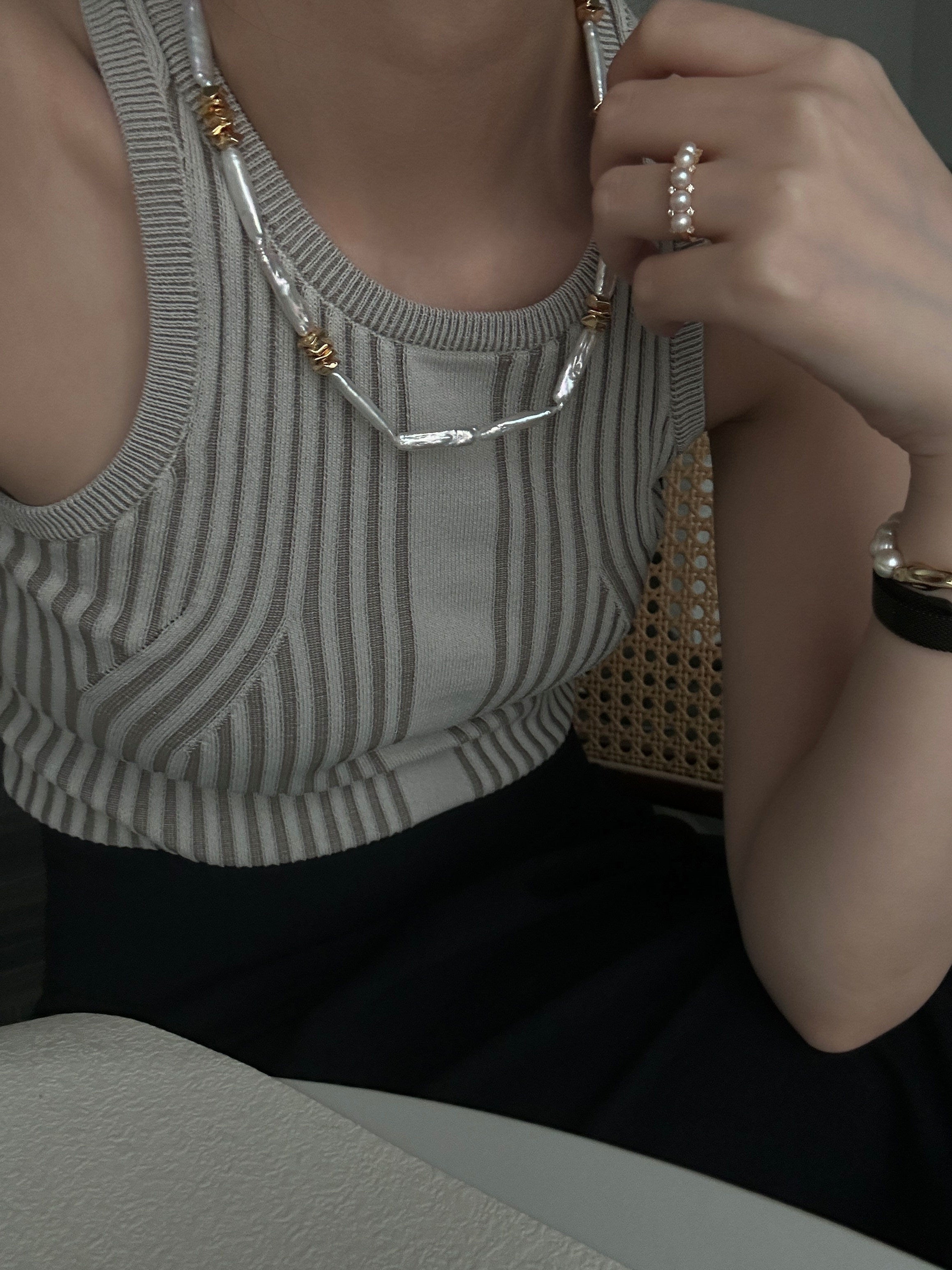 Handmade 14K Gold Baroque Pearl Necklace Unique Design