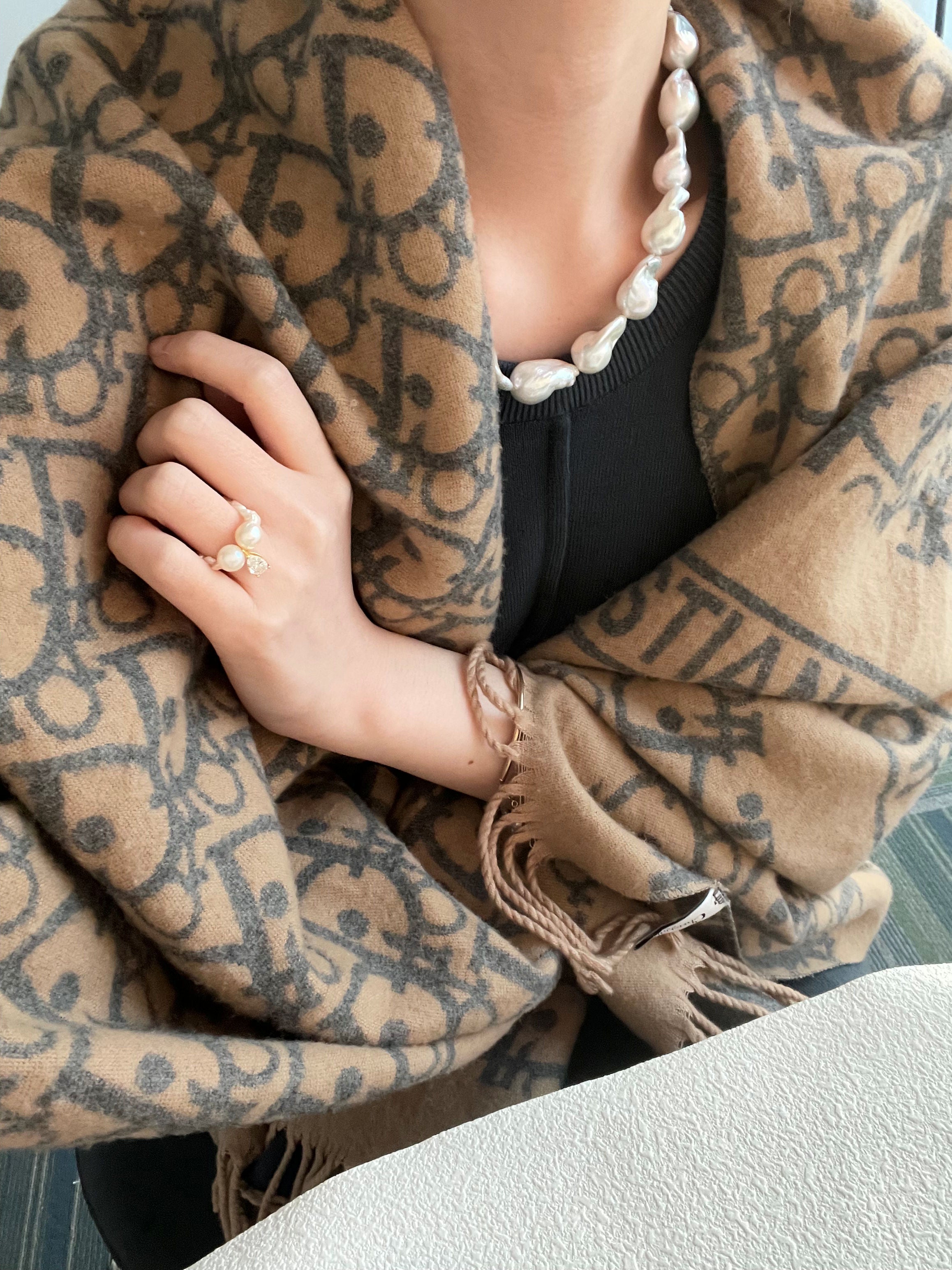 Elegant 22-28mm Baroque Pearl Necklace Sterling Silver