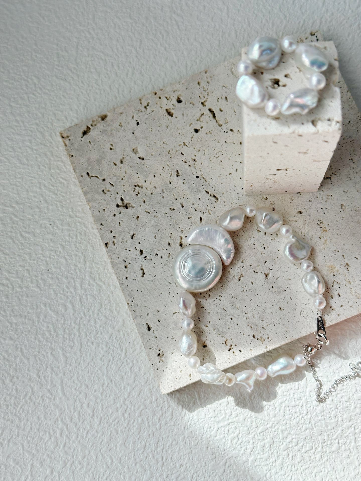 Handmade Moon & Sun Baroque Pearl Bracelet
